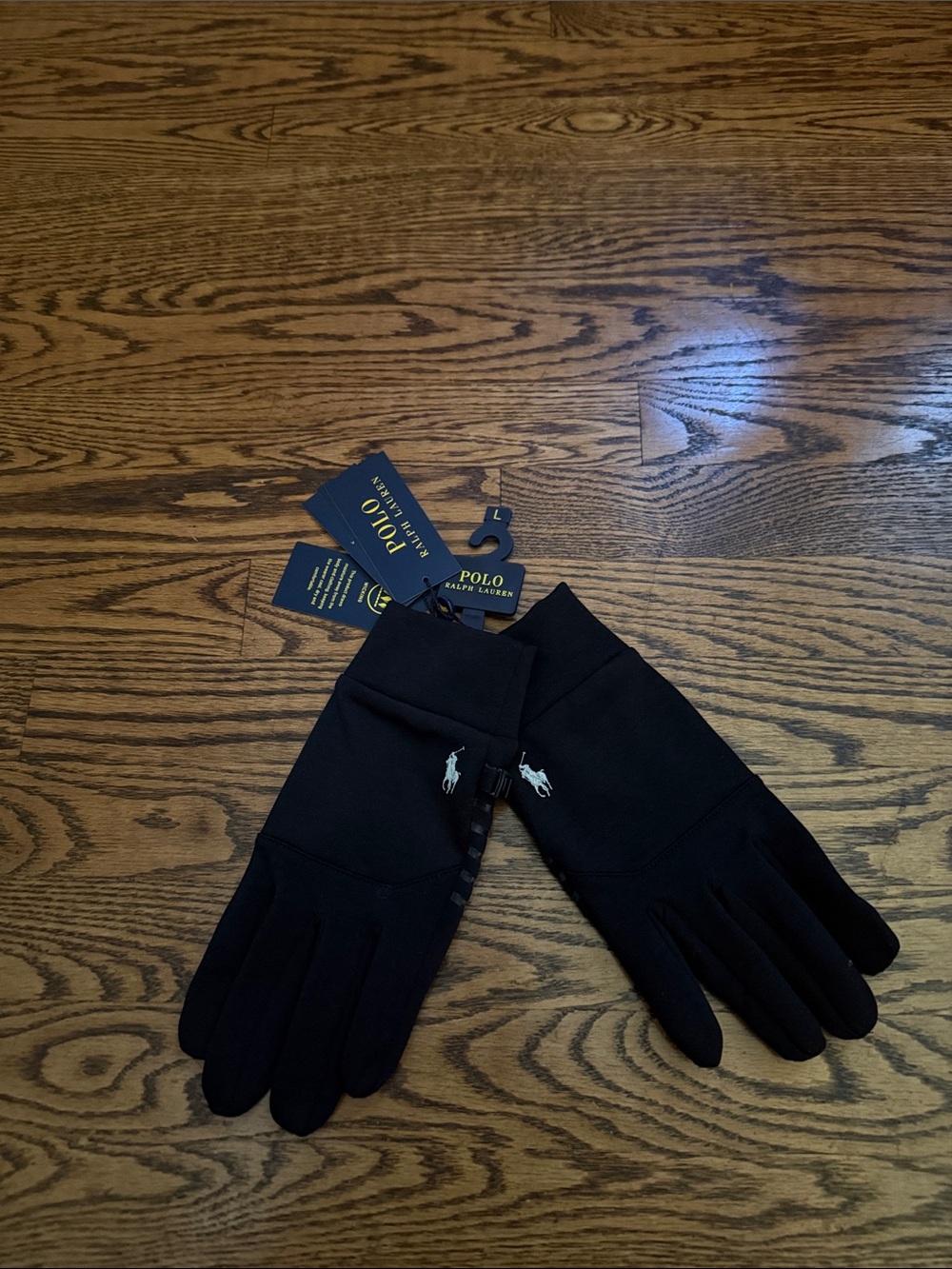Polo by Ralph Lauren Black Men's Performance Gloves with Embroidered Pony.size L
